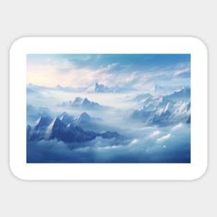 Mountain Sea Clouds Sunset Sky Landscape Sticker